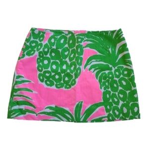 Lilly Pulitzer Tate Classic Mini Skirt Pink and Pineapple Green Sporty Size 0